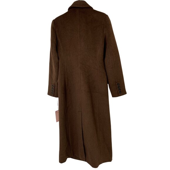 Avec Les Filles Double Breasted Brown Midi Trench Coat S Wool Blend RU10376 NWT - Picture 9 of 12